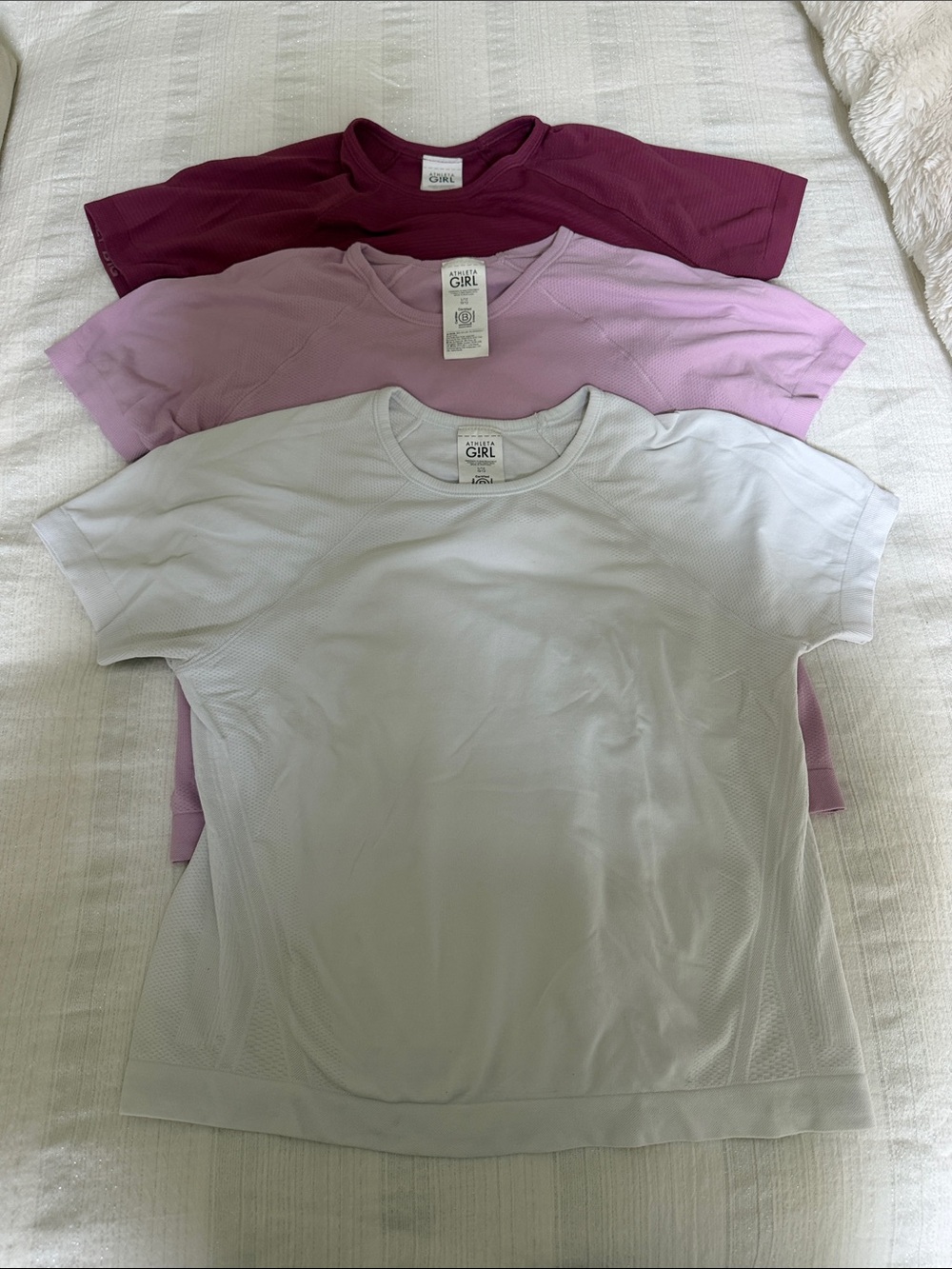 Athleta Girls' Short Sleeve Active Tees - White, Light Pink, Berry